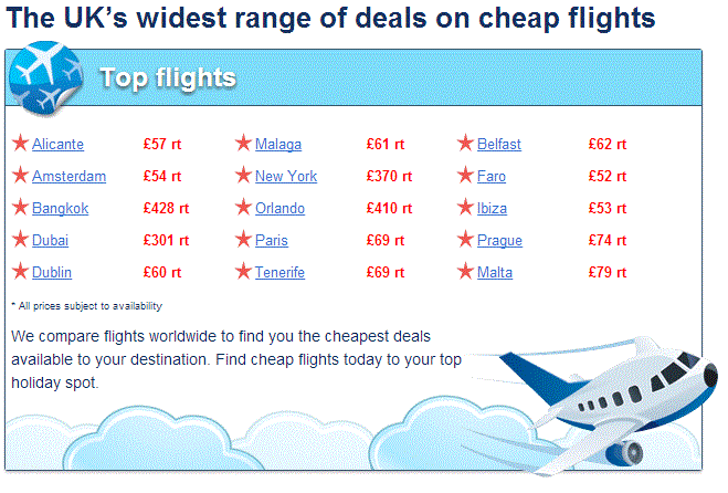 UK's widest range of deals on cheap flights